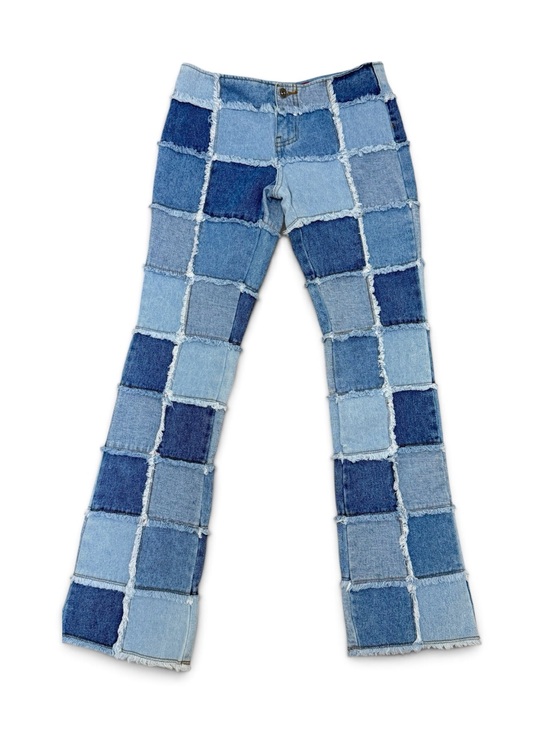 Y2K Denim - Authentic Y2K Zana•Di Patchwork Super Low-Rise Flare Jeans